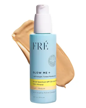 Tinted Mineral Sunscreen with Non-Nano Zinc Oxide, SPF 30 Face Moisturizer, GLOW ME by FRE Skincare (Medium-Deep) - Hydrating Lightweight Face Cream for Smoother & Glowing Skin - Reef-Safe Sunscreen