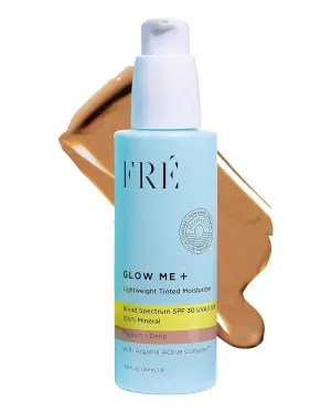 Tinted Mineral Sunscreen with Non-Nano Zinc Oxide, SPF 30 Face Moisturizer, GLOW ME by FRE Skincare (Medium-Deep) - Hydrating Lightweight Face Cream for Smoother & Glowing Skin - Reef-Safe Sunscreen