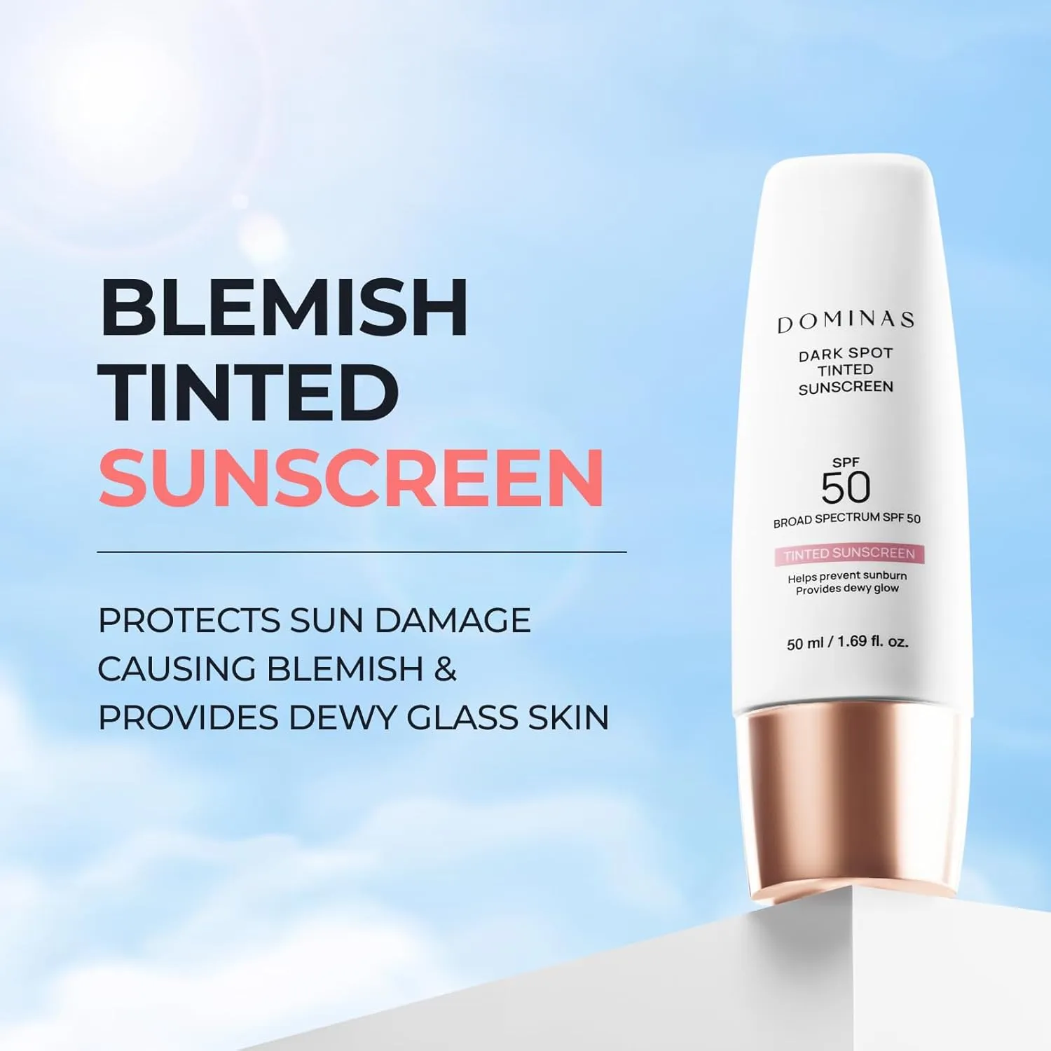 Tinted Sunscreen Moisturizer SPF 50  (1.69fl oz) - Broad-Spectrum UV Protection, Tone Correction, Water-in-Oil Formula for Lightweight, Korean Skin Care. Panthenol, Chrysin