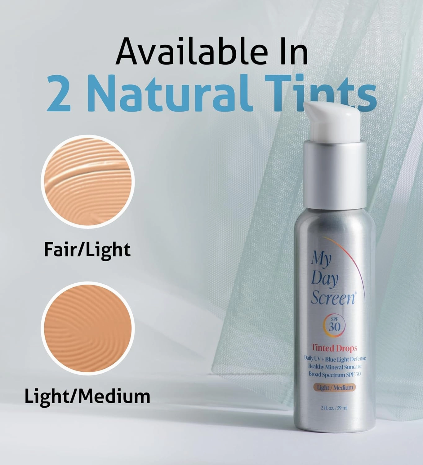 Tinted Drops, 3-in-1 Tinted Moisturizer, Fair to Light Skin Tint, SPF 30 Sunscreen for Face, Plant-based Reef-friendly Sun Care, Vegan, No Phthalates, PEGs, and Parabens, 2 fl. oz.