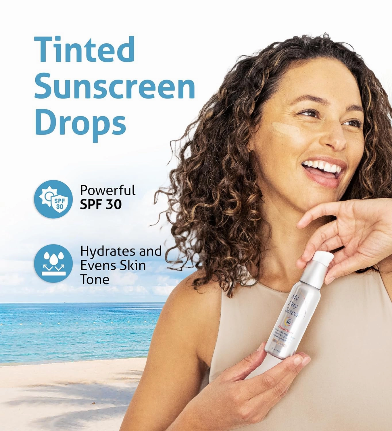 Tinted Drops, 3-in-1 Tinted Moisturizer, Fair to Light Skin Tint, SPF 30 Sunscreen for Face, Plant-based Reef-friendly Sun Care, Vegan, No Phthalates, PEGs, and Parabens, 2 fl. oz.