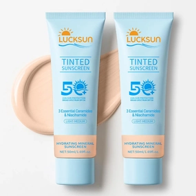 Tinted Sunscreen for Face Spf 50 2PCS - Broad Spectrum UV Defense, Non-Comedogenic, Travel Size 1.69 Fl Oz (Light Medium)