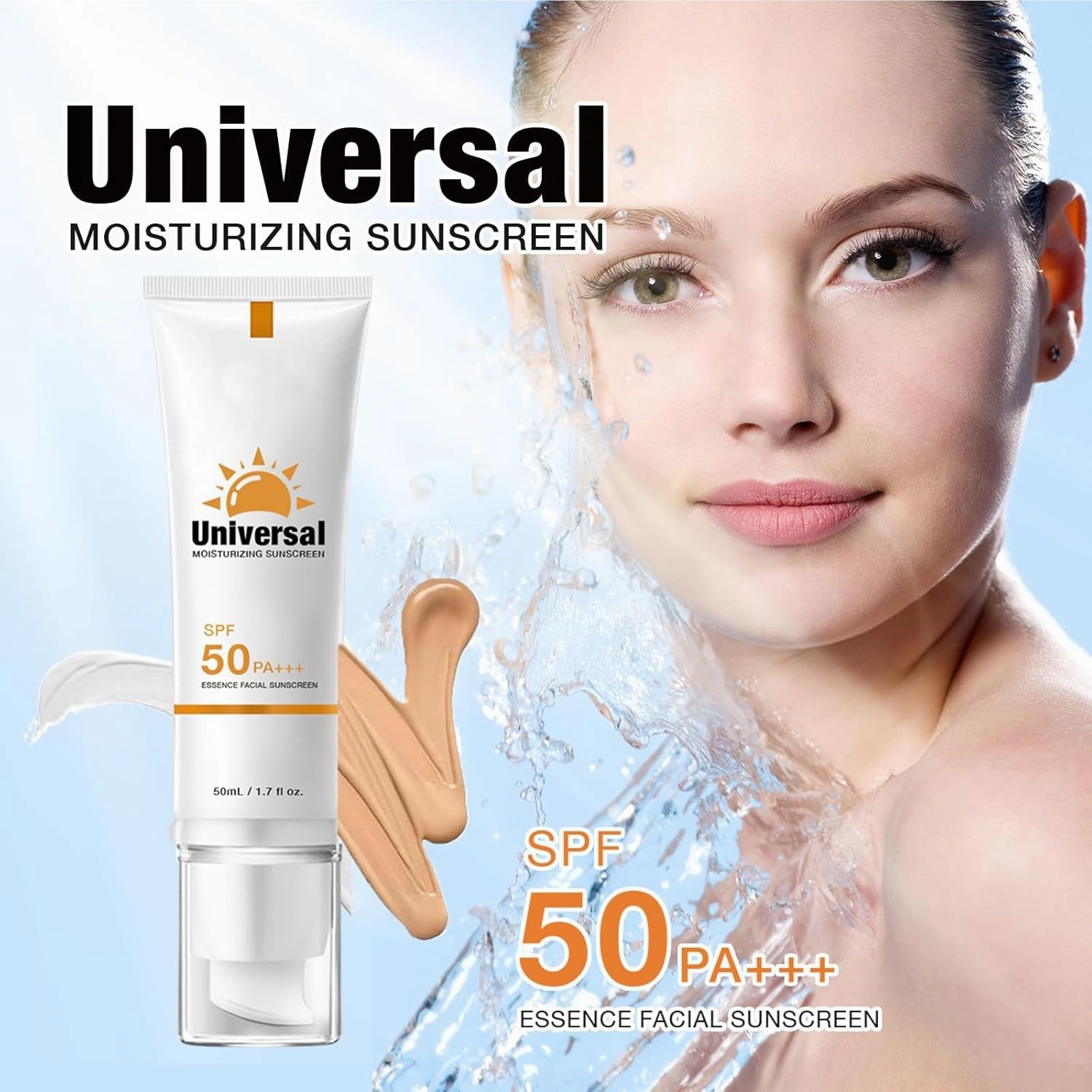 Tinted Sunscreen for Face SPF 50, Hydrating Sun Essence Face Sunscreen, Korean SPF 50  PA     No White Cast, Hydrating, Moisturizing, UV Defense, Travel Size