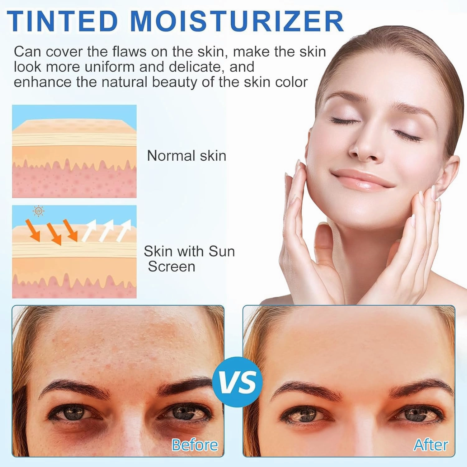 Tinted Sunscreen For Face SPF 50, Universal Protector Solar 50 Face Sunscreen Moisturizer, No Sticky, Hydrating travel size 50ml (3, Tinted)