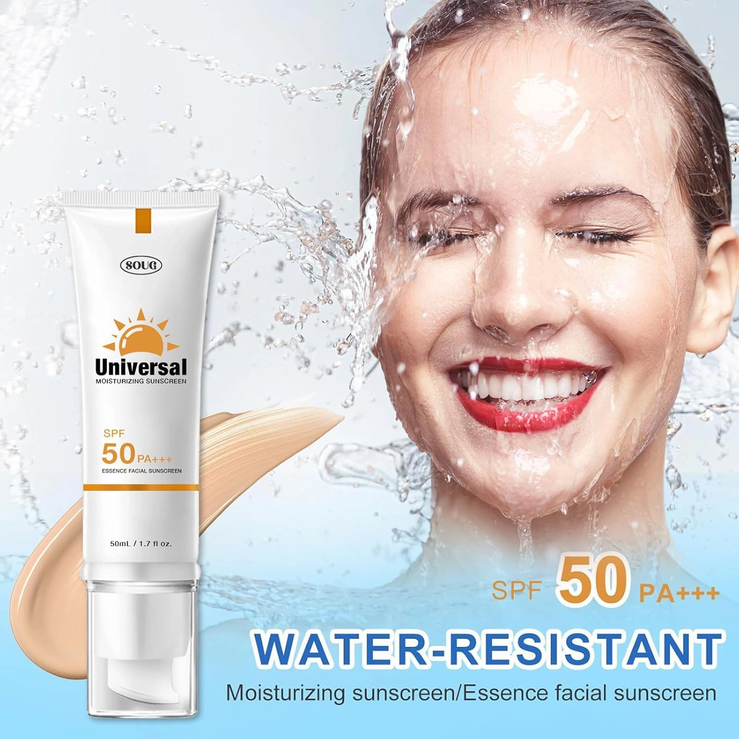 Tinted Sunscreen For Face SPF 50, Universal Protector Solar 50 Face Sunscreen Moisturizer, No Sticky, Hydrating travel size 50ml (3, Tinted)