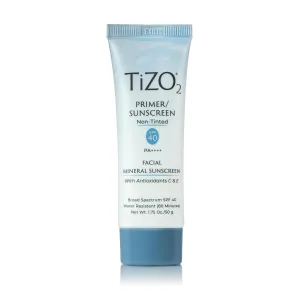 TiZO2 Facial Mineral Sunscreen and Primer, Non-tinted Broad Spectrum SPF 40 with Antioxidants, Sheer matte finish, Fragrance-Free, Oil-Free, Dermatologist-recommended, PA     1.75 oz