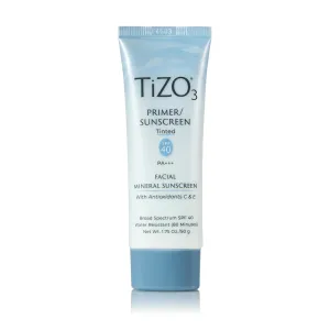 TiZO3 Facial Mineral Sunscreen and Primer, Tinted Broad Spectrum SPF 40 with Antioxidants, Sheer matte finish, Fragrance-Free, Oil-Free, Dermatologist-recommended, PA    1.75 oz
