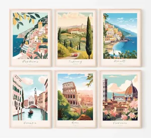 Tocliky Italian Italy Wall Art Decor Amalfi Coast Travel Poster Italy City Canvas Wall Art Vintage Landscape Beach Painting Artwork Modern for Bedroom Living Room 12x16 Prints Unframed Set of 6