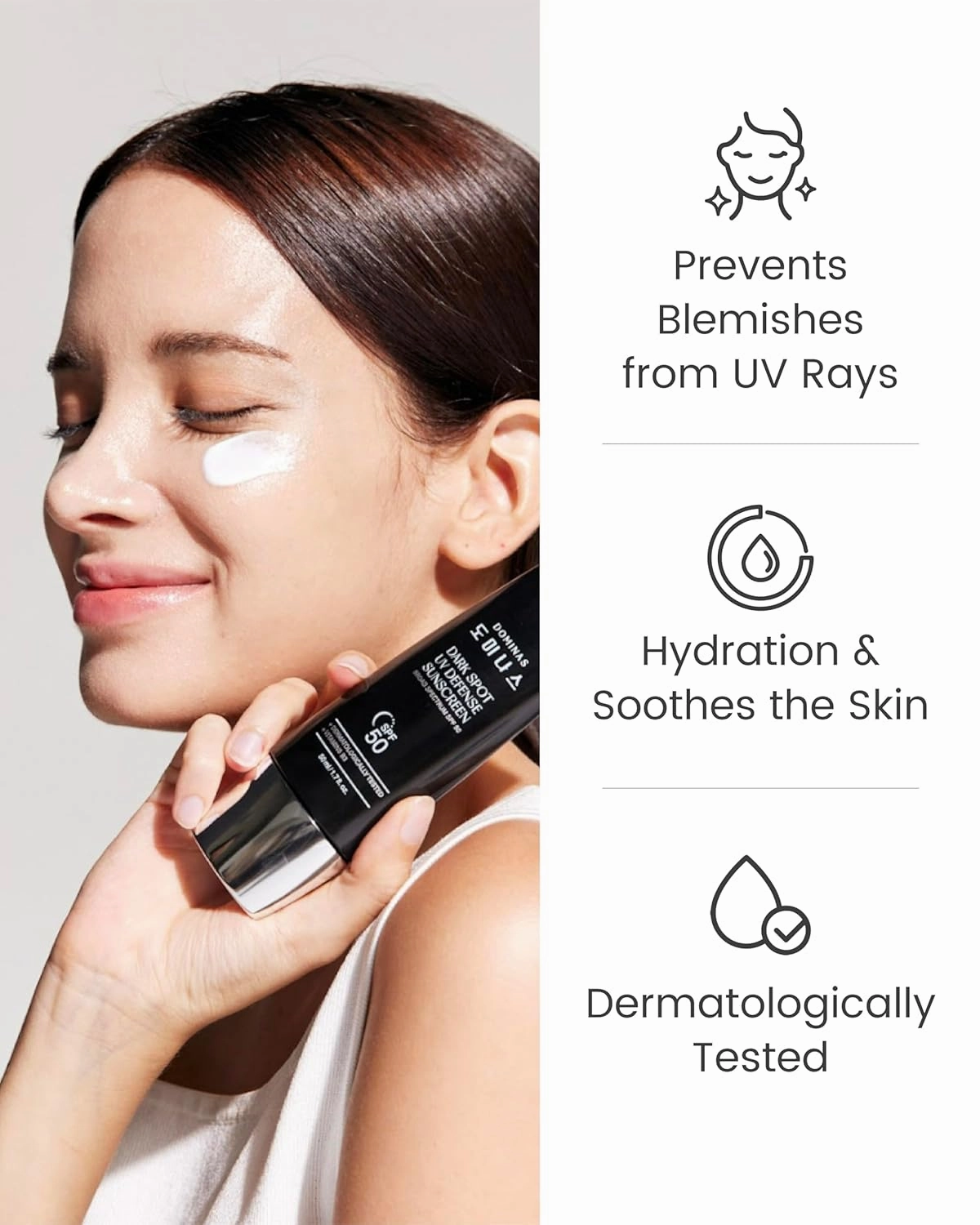 Tone Correction Korean Sunscreen (1.7fl oz) - No White Cast, Non-Greasy, SPF 50 UV Defense Hydrating Sunblock, Lightweight Protection Sunblock for Face & Body. Korean Skin Care. Niacinamide, Panthenol