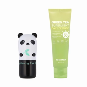 TONYMOLY Green Tea SPF 50 Sunscreen & Panda's Dream So Cool Eye Stick - SPF 50 Sun Protection with Green Tea & Cooling Eye Cream