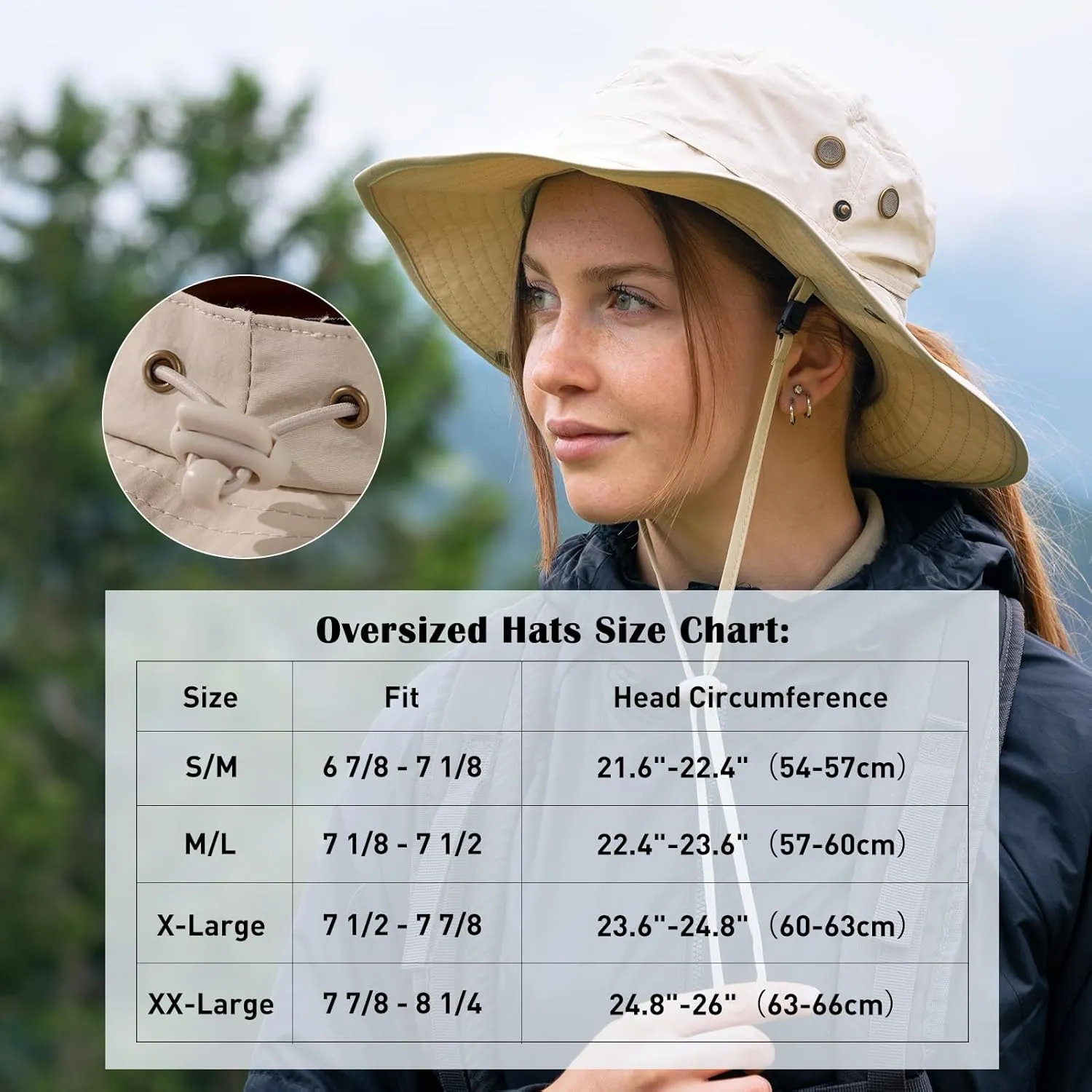 TOP-EX Waterproof Ponytail Rain-Proof UV50  Sun Hat Cooling Mesh Lining Women Ladies Fashion Oversized