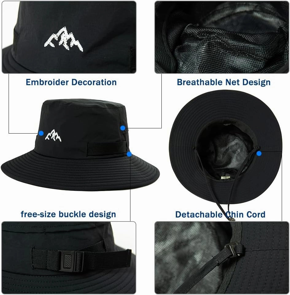 TOP-EX L/XL/XXL UV50  Waterproof Bucket Sun Hat for Fishing Golf Hiking All-Weather Outdoor Rain Hat Stiff Brim