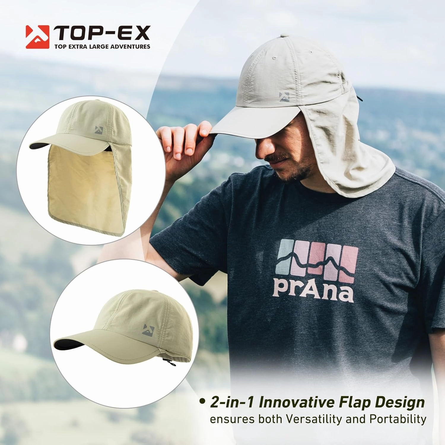 TOP-EX L/XL/XXL UV50  Waterproof Neck Flap Baseball Sun Cap