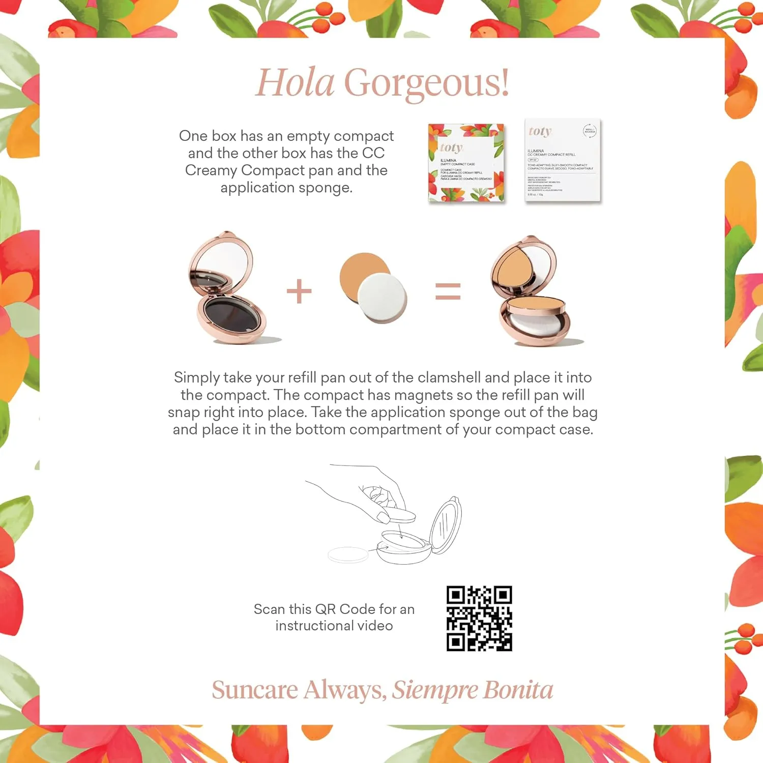 Toty by Sofia Vergara - Ilumina CC Creamy Compact SPF 50  Mineral Broad Spectrum Sunscreen for Face - Tinted Blurring Balm SPF- Matte, Light Coverage - Water & Sweat Resistant - All Skin Types - 4C