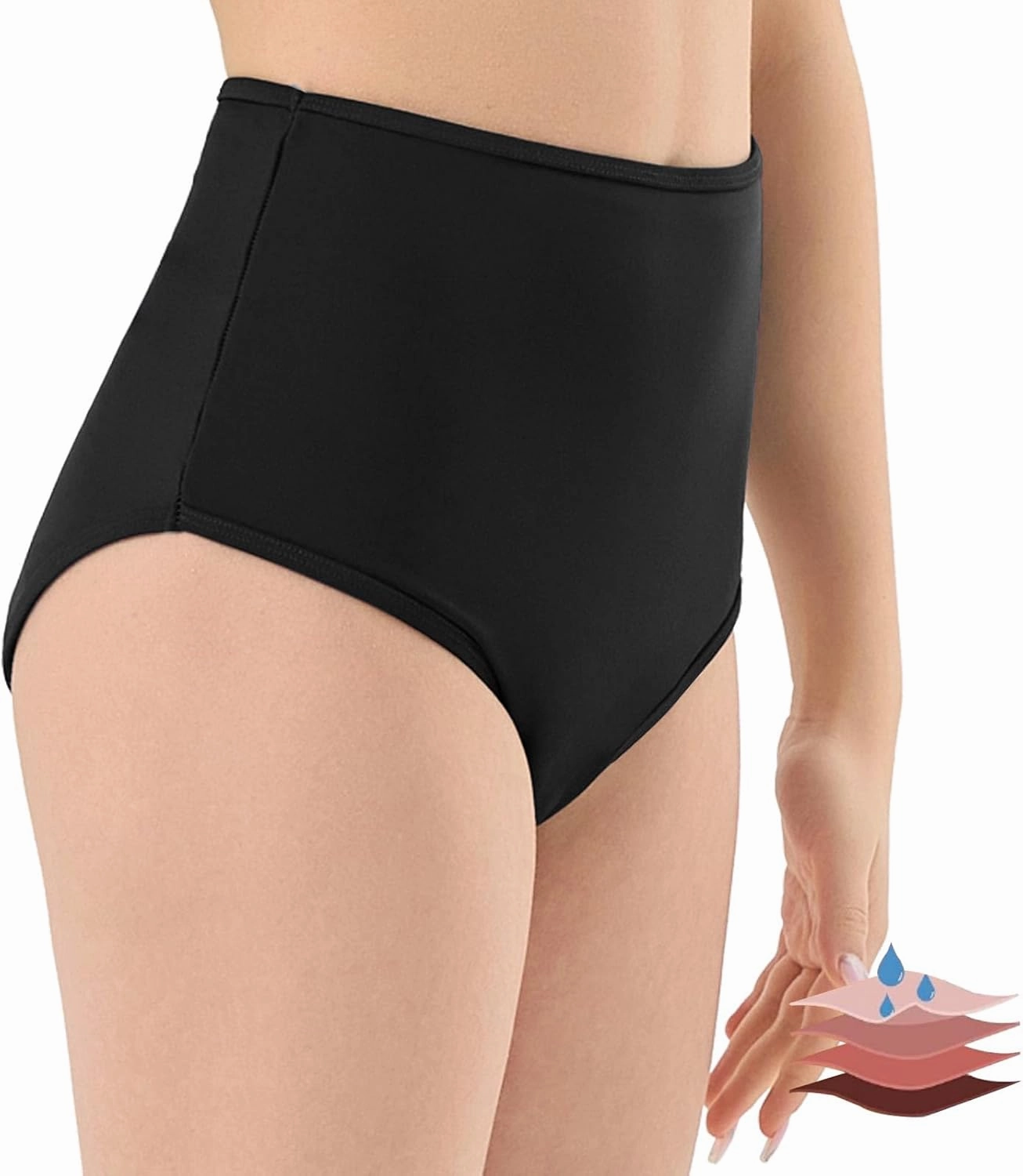 ToVii Period Swimwear for Teen Girls Leak Proof Period Bathing Suit for Women Black Bikini Bottom XS