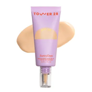 Tower 28 Beauty SunnyDays SPF 30 Tinted Mineral Sunscreen - For Sensitive Skin - 2-in-1 Facial Broad Spectrum UVA/UVB Protection   Foundation - Shade 15 MELROSE - Light with Warm Undertones, 1 Fl Oz