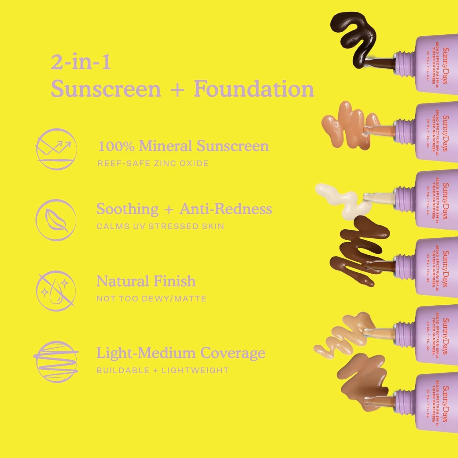 Tower 28 Beauty SunnyDays SPF 30 Tinted Mineral Sunscreen - For Sensitive Skin - 2-in-1 Facial Broad Spectrum UVA/UVB Protection   Foundation - Shade 30 PCH - Medium with Yellow Undertones, 1 Fl Oz