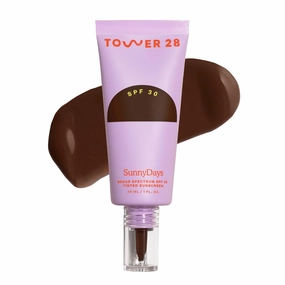 Tower 28 Beauty SunnyDays SPF 30 Tinted Mineral Sunscreen - For Sensitive Skin - 2-in-1 Facial Broad Spectrum UVA/UVB Protection   Foundation - Shade 65 TOPANGA - Deep with Red Undertones, 1 Fl Oz