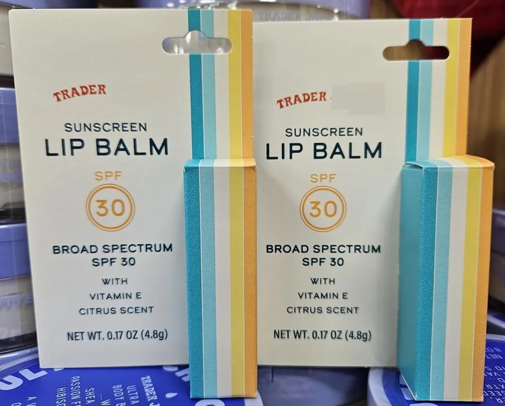Trader Joe Sunscreen Lip Balm VE Citrus Scent SPF 30 0.17oz 4.8g (2 Packs)