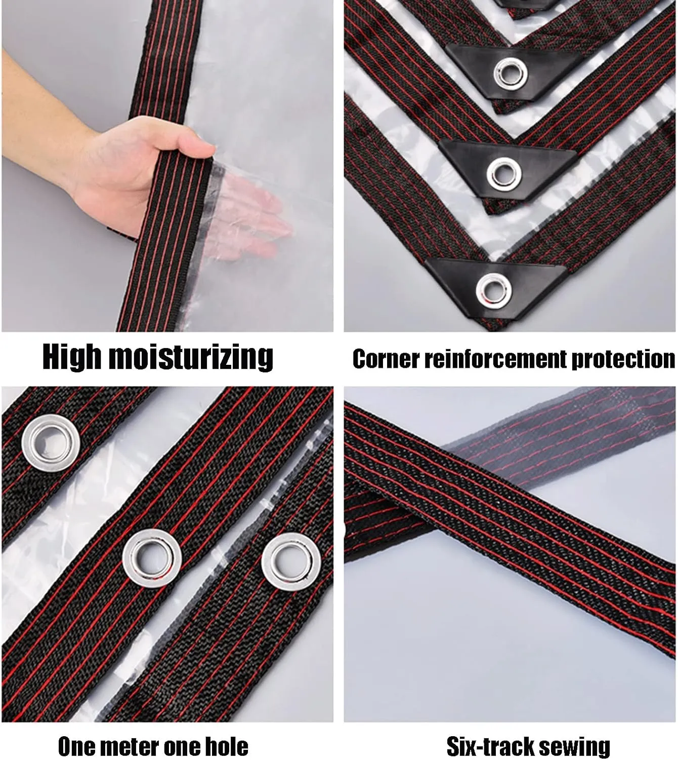 Transparent Tarpaulin Tear-Resistant Heavy Duty Waterproof Windproof Clear Tarpaulin with Grommets for Outdoor Camping Fishing Gardening(1.8x1.8m)