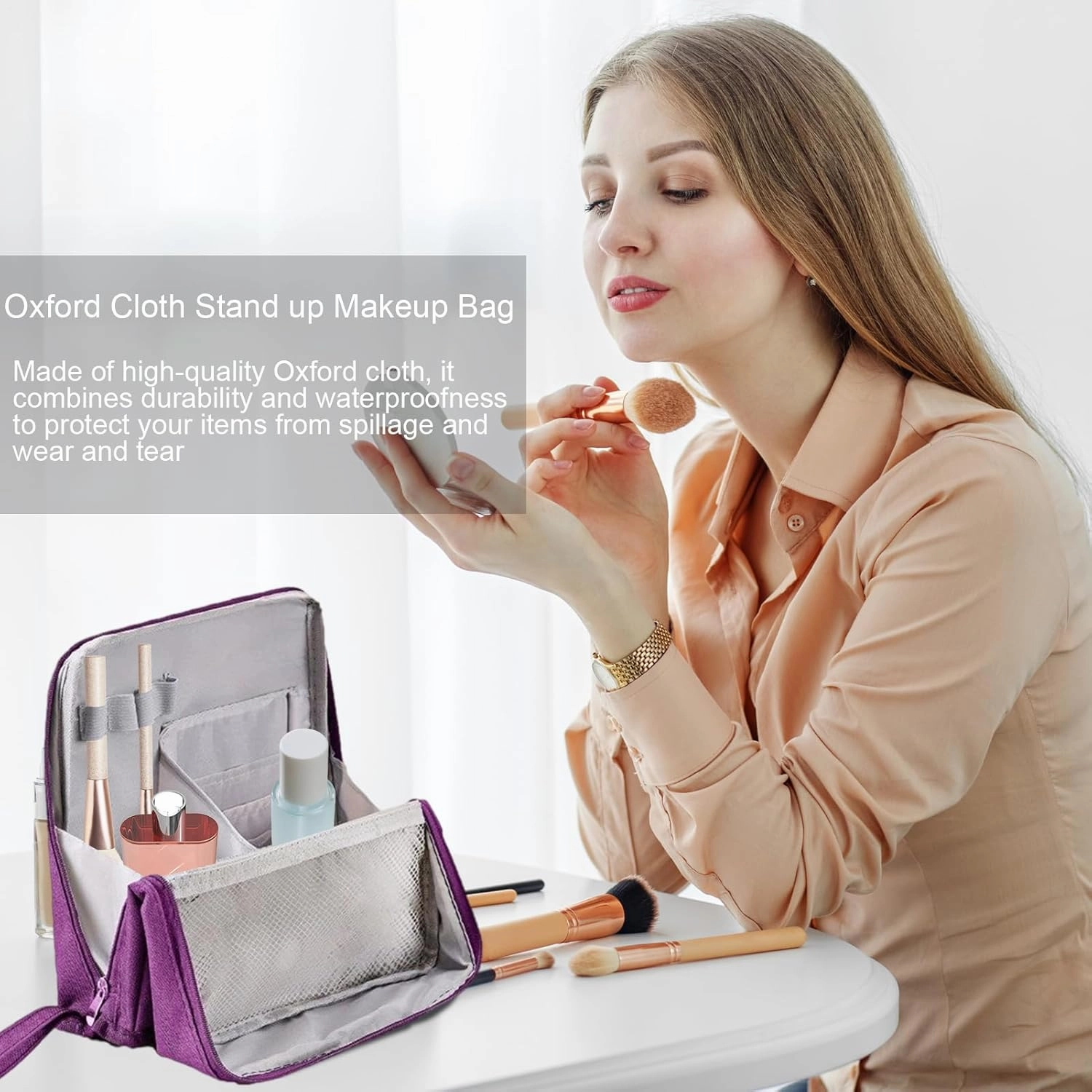 Travel Size Toiletries Bag | Waterproof Portable Vertical Makeup Bag | Travel Cases for Shampoo Foundation Conditioner Sunscreen Hair Spray Eyeshadow