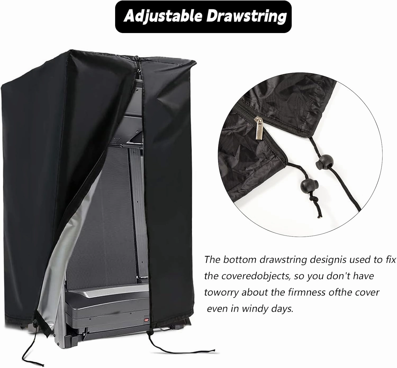 Treadmill Cover Waterproof Outdoor,46X38X66In,Gym Exercise Fitness Foldable Equipment Home Sunscreen Protective Accessories Storage Multifunctional Covers (Black, 46X38X66In)