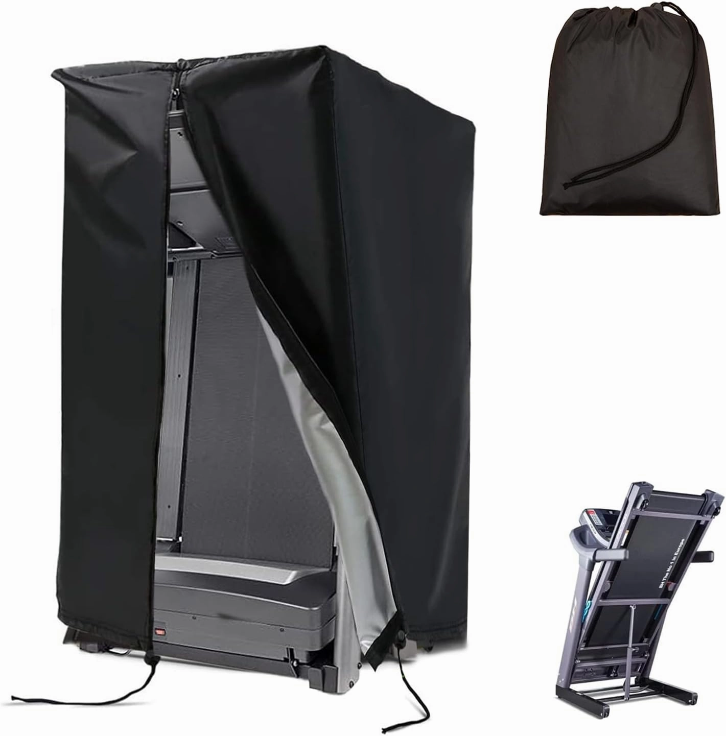 Treadmill Cover Waterproof Outdoor,46X38X66In,Gym Exercise Fitness Foldable Equipment Home Sunscreen Protective Accessories Storage Multifunctional Covers (Black, 46X38X66In)