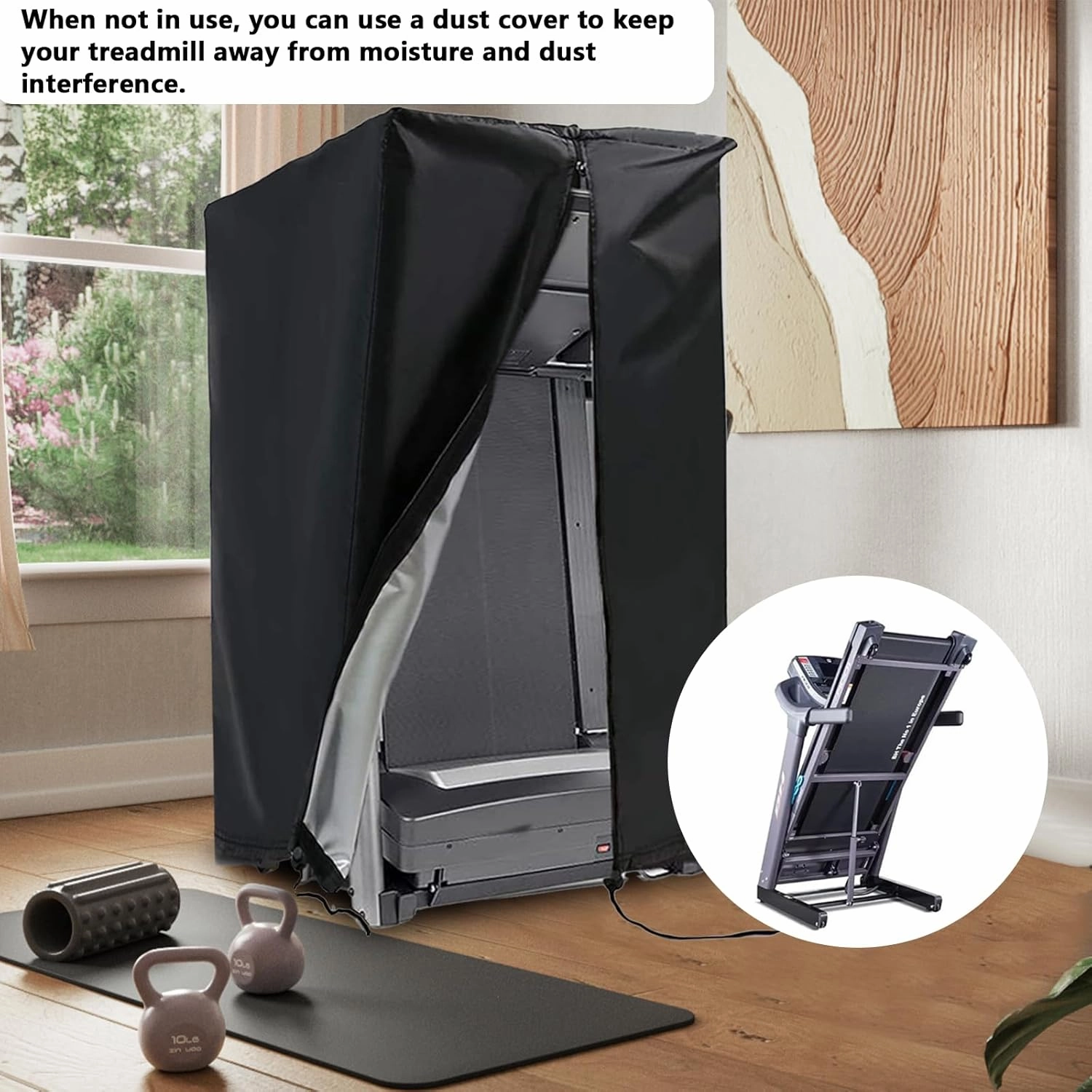 Treadmill Cover Waterproof Outdoor,46X38X66In,Gym Exercise Fitness Foldable Equipment Home Sunscreen Protective Accessories Storage Multifunctional Covers (Black, 46X38X66In)