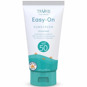 TruKid Easy On Mineral Sunscreen SPF 50 - Kids & Baby Sunscreen for Face & Body, Sunblock Protection for Sensitive Skin, Unscented, 3.4oz
