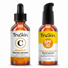 TruSkin Glow & Protect Bundle - Vitamin C Serum 1oz and Tinted Mineral Sunscreen Serum SPF 30