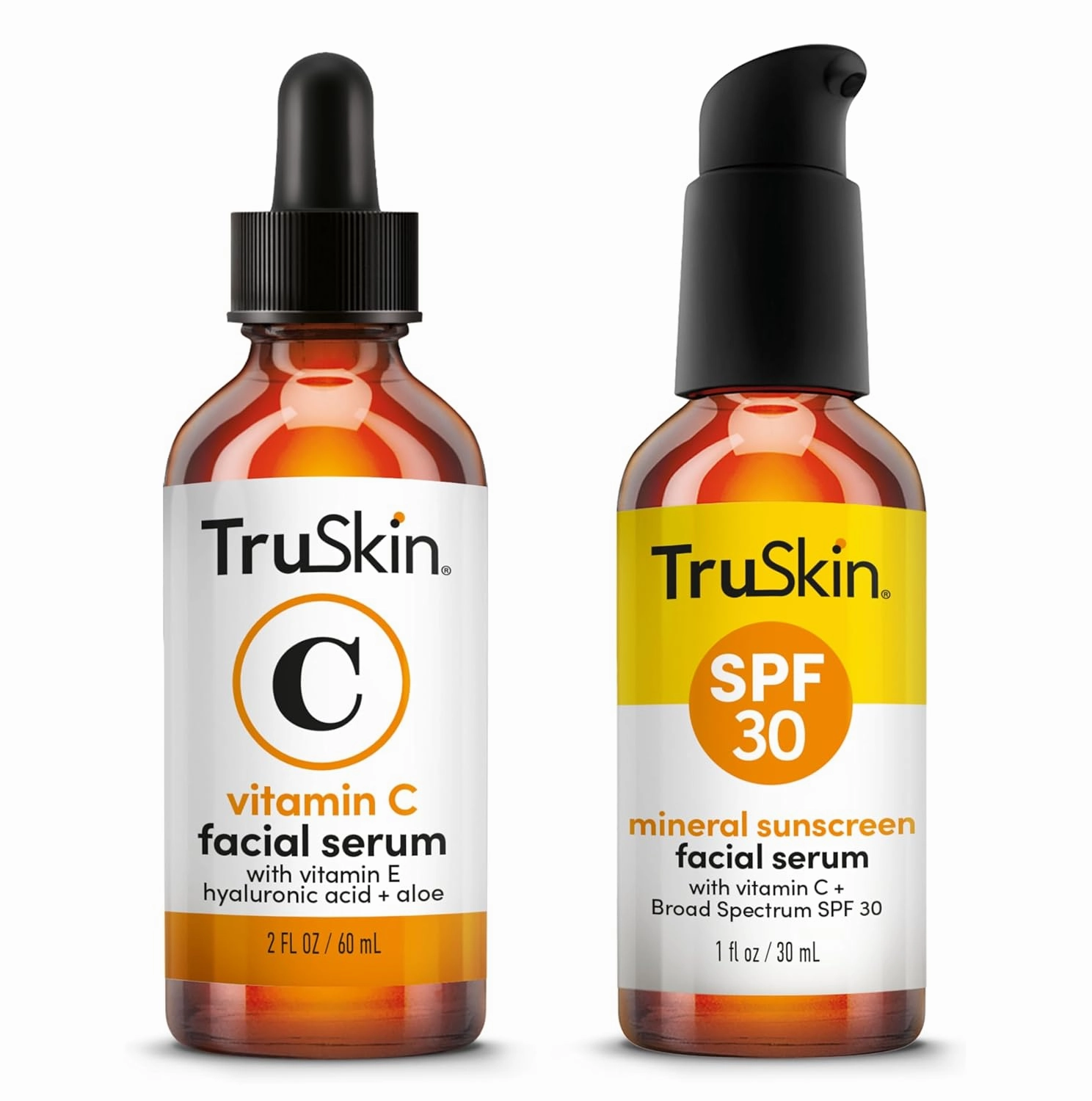 TruSkin Glow & Protect Bundle - Vitamin C Serum 2oz and Tinted Mineral Sunscreen Serum SPF 30