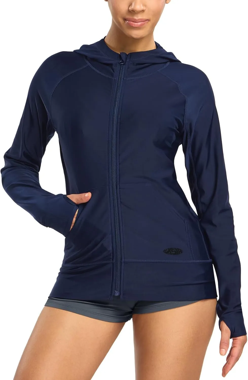 TSLA Women's Hoodie Zip Front Rash Guard, UPF 50  Long Sleeve Swim Shirts, UV/SPF Sunscreen Wetsuit Swimsuit Top