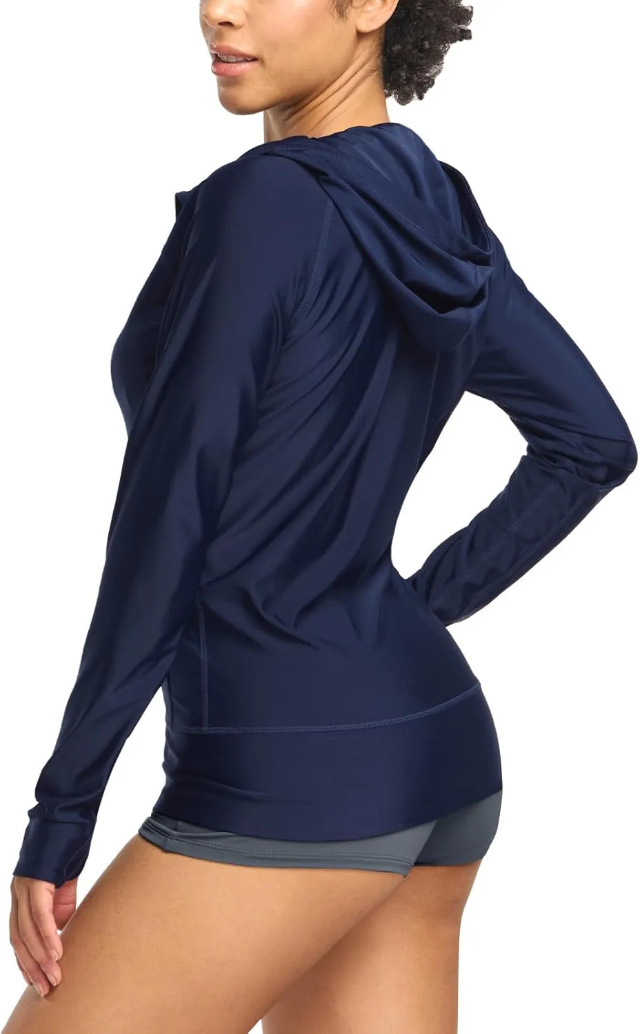 TSLA Women's Hoodie Zip Front Rash Guard, UPF 50  Long Sleeve Swim Shirts, UV/SPF Sunscreen Wetsuit Swimsuit Top