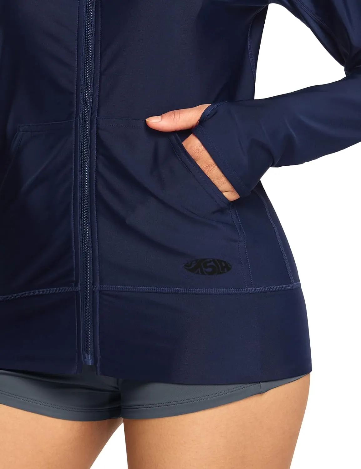TSLA Women's Hoodie Zip Front Rash Guard, UPF 50  Long Sleeve Swim Shirts, UV/SPF Sunscreen Wetsuit Swimsuit Top