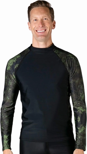 Tuga Men's Swim Performance Rash Guard, UPF 50  Sun Protection, Made in USA