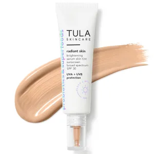 TULA Skin Care Radiant Skin Brightening Serum Skin Tint SPF | Facial Sunscreen Provides Broad Spectrum SPF 30 Protection, Tinted, Serum-Light Formula Brightens and Evens Skin | 1.0 fl. oz.