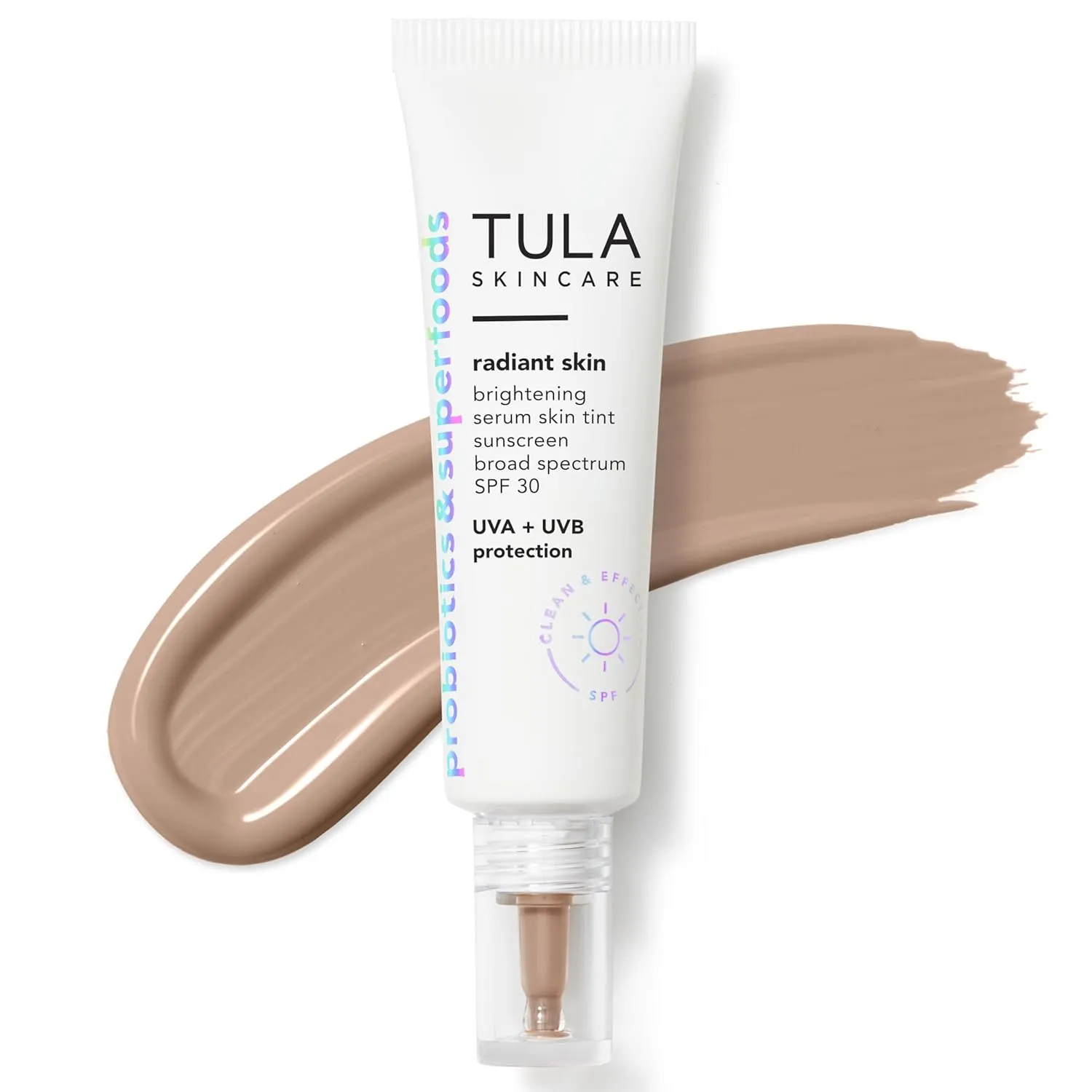 TULA Skin Care Radiant Skin Brightening Serum Skin Tint SPF | Facial Sunscreen Provides Broad Spectrum SPF 30 Protection, Tinted, Serum-Light Formula Brightens and Evens Skin | 1.0 fl. oz.