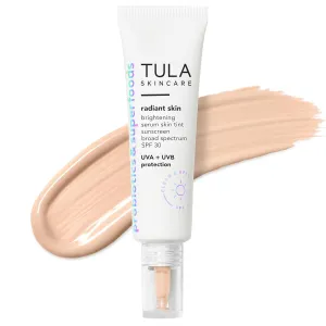 TULA Skin Care Radiant Skin Brightening Serum Skin Tint SPF | Facial Sunscreen Provides Broad Spectrum SPF 30 Protection, Tinted, Serum-Light Formula Brightens and Evens Skin | 1.0 fl. oz.