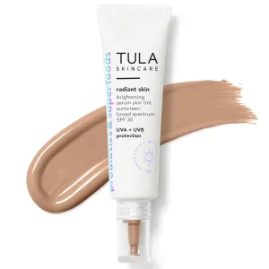 TULA Skin Care Radiant Skin Brightening Serum Skin Tint SPF | Facial Sunscreen Provides Broad Spectrum SPF 30 Protection, Tinted, Serum-Light Formula Brightens and Evens Skin | 1.0 fl. oz.