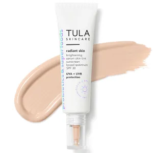 TULA Skin Care Radiant Skin Brightening Serum Skin Tint SPF | Facial Sunscreen Provides Broad Spectrum SPF 30 Protection, Tinted, Serum-Light Formula Brightens and Evens Skin | 1.0 fl. oz.