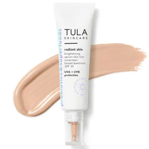 TULA Skin Care Radiant Skin Brightening Serum Skin Tint SPF | Facial Sunscreen Provides Broad Spectrum SPF 30 Protection, Tinted, Serum-Light Formula Brightens and Evens Skin | 1.0 fl. oz.