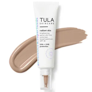 TULA Skin Care Radiant Skin Brightening Serum Skin Tint SPF | Facial Sunscreen Provides Broad Spectrum SPF 30 Protection, Tinted, Serum-Light Formula Brightens and Evens Skin | 1.0 fl. oz.