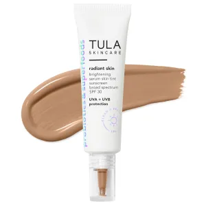 Tula Skin Care Radiant Skin Brightening Serum Skin Tint SPF,Facial Sunscreen Provides Broad Spectrum SPF 30 Protection, Tinted, Serum-Light Formula Brightens and Evens Skin,Shade 14, 1.0 fl. oz.