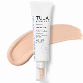 TULA Skin Care Radiant Skin Brightening Serum Skin Tint SPF | Facial Sunscreen Provides Broad Spectrum SPF 30 Protection, Tinted, Serum-Light Formula Brightens and Evens Skin | 1.0 fl. oz.