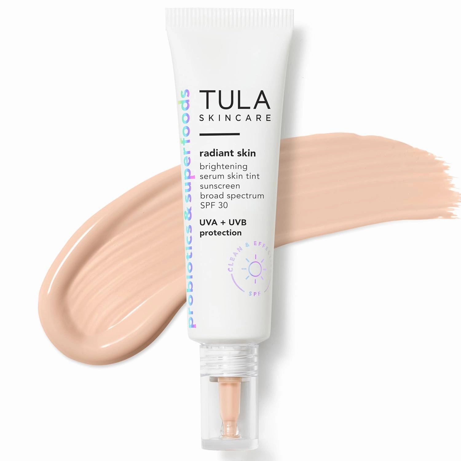 TULA Skin Care Radiant Skin Brightening Serum Skin Tint SPF | Facial Sunscreen Provides Broad Spectrum SPF 30 Protection, Tinted, Serum-Light Formula Brightens and Evens Skin | 1.0 fl. oz.