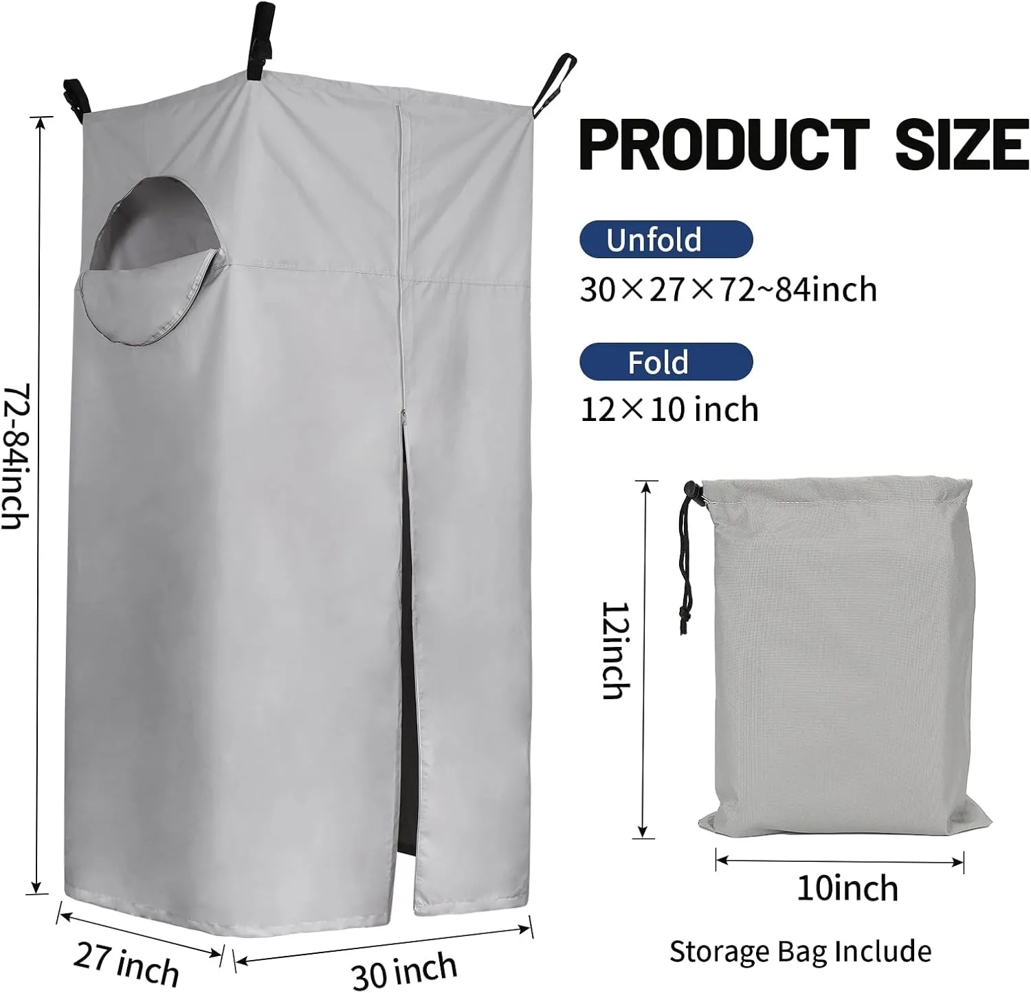 Tuszom Heavy Duty 600D Privacy Tent for Boat, Heavy Duty Hanging Changing Room for Bimini Top with Storage Bag, Portable Privacy Station for Pontoons