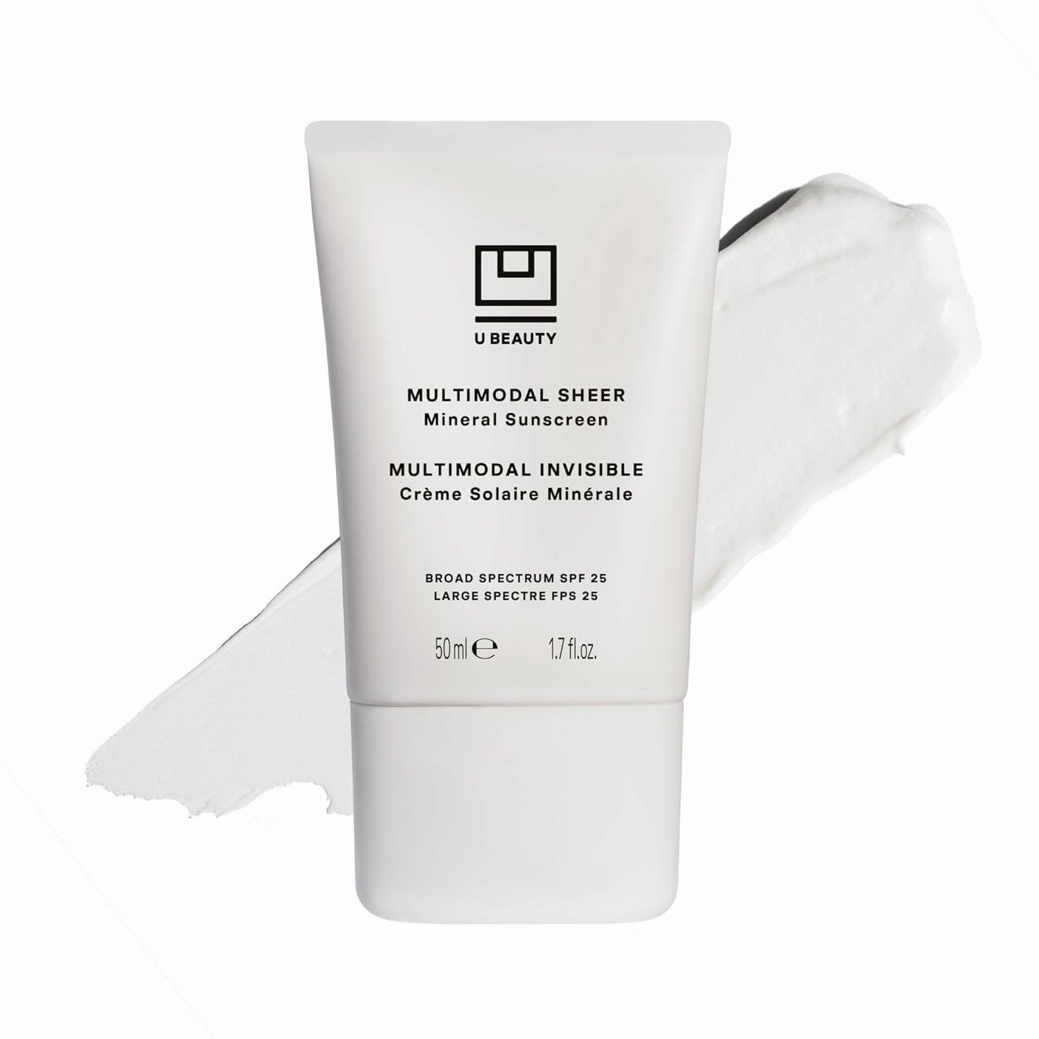 U Beauty Multimodal Sheer Facial Mineral Sunscreen SPF 25 with Non-Nano Zinc Oxide SPF Filter, plus Clary Sage and Pongamia Pinnata Seed Extracts for Brighter-Looking Skin with an Airbrush Finish