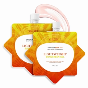 Ultra-Lightweight Dry-Touch Water-Resistant Sunscreen SPF50 PA   , Broad Spectrum UVA/UVB Protection,Daily Airy-Fit Sunscreen Gel,Oil-Free Non-Greasy Formula, No White Cast,for Sensitive Skin,2 Pack