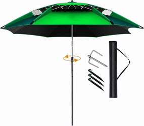 Umbrellas Water Proof Parasol Umbrella for Fishing, Camping, BBQ, Beach, Outdoor Garden, 360° Sun Shade Protection, Sunshade Shelter Outdoor Umbrella Canopy, with Ground Anchor (Green 2m/6.6ft)