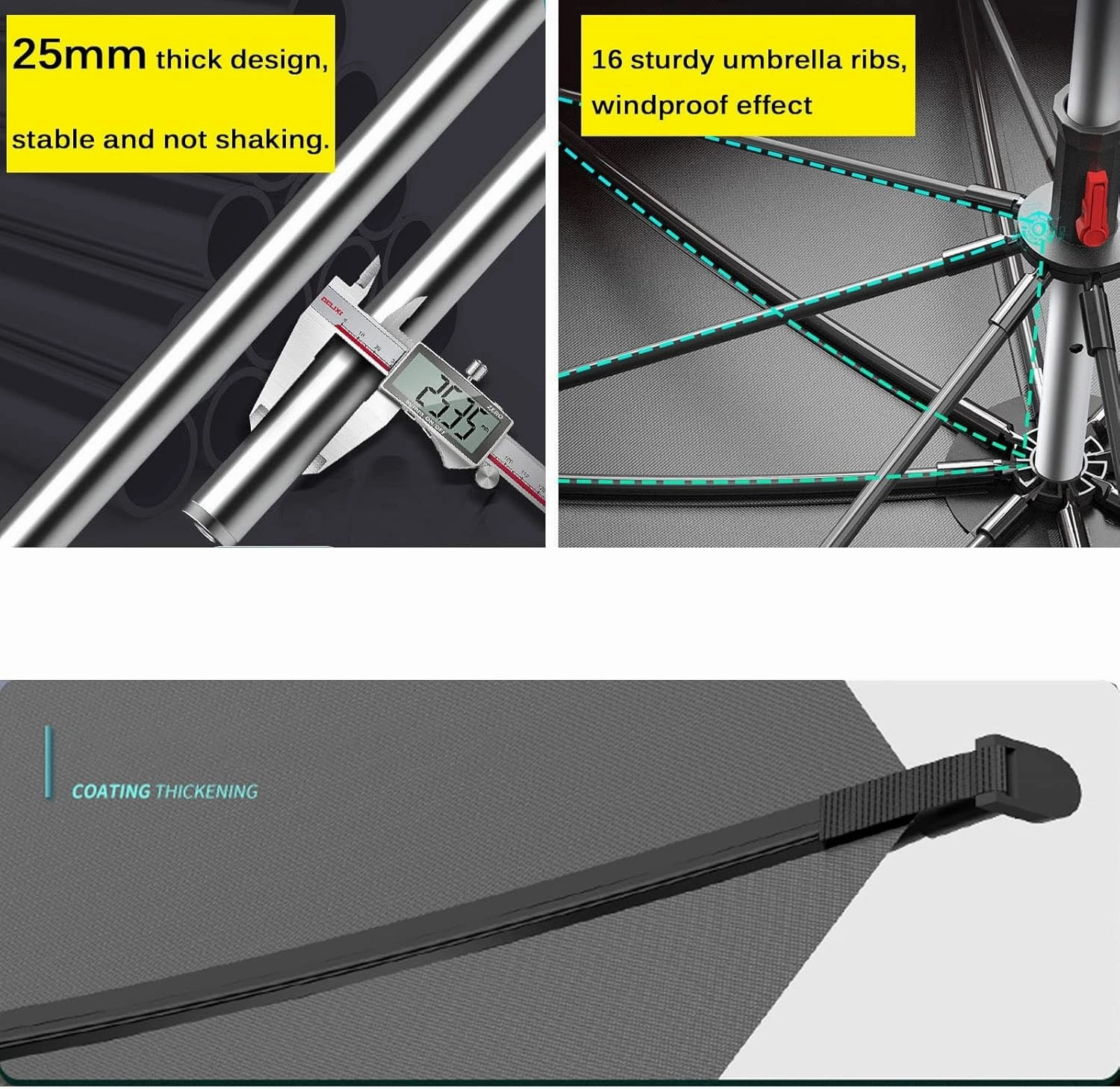 Umbrellas Water Proof Parasol Umbrella for Fishing, Camping, BBQ, Beach, Outdoor Garden, 360° Sun Shade Protection, Sunshade Shelter Outdoor Umbrella Canopy, with Ground Anchor (Green 2m/6.6ft)